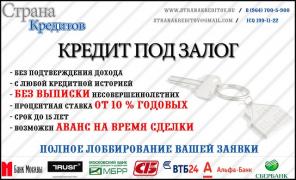 Займ под залог недвижимости. Возможен аванс.
