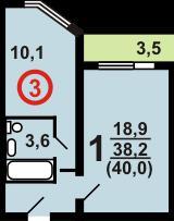 1-комн. кв-ра., мкр. Янтарный (Вост. Щитниково).