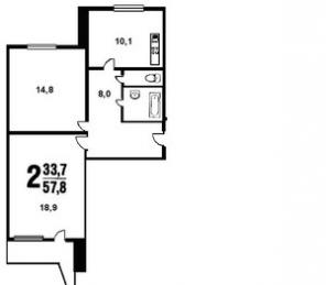 2-х комн. квартира в Москве, р. Митино , 58.2 кв.м