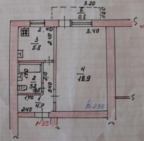 Однокомнатная квартира с балконом на втором этаже в Чаплыгине Липецкой области