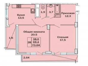 2 к. Квартира на ул. Воровского 15