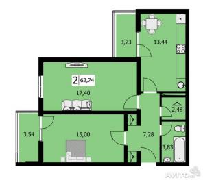 Продам 2-комнатную квартиру в Анапе 63м2