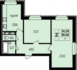 2-х комнатная квартира в новостройке
