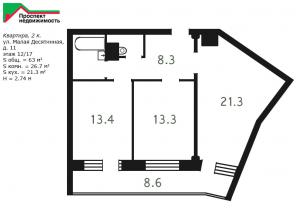 Продажа 2-к кв. 63 кв.м, Приморский р-н, СПб